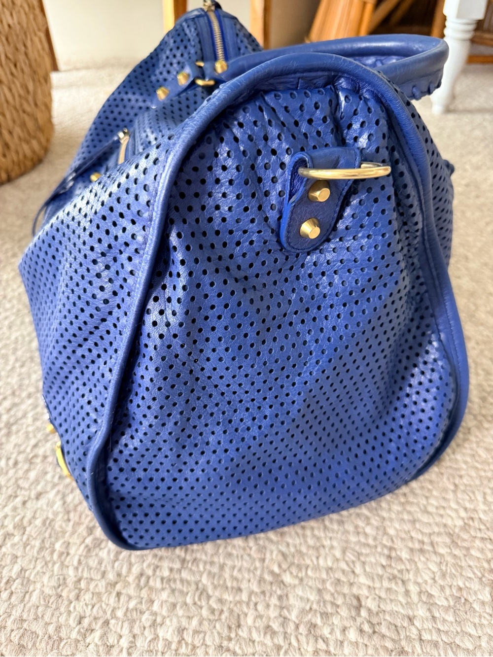 Balenciaga 2013 Blue Cross Perforated Lambskin Motorcycle City Bag (large) - Picture 7 of 17